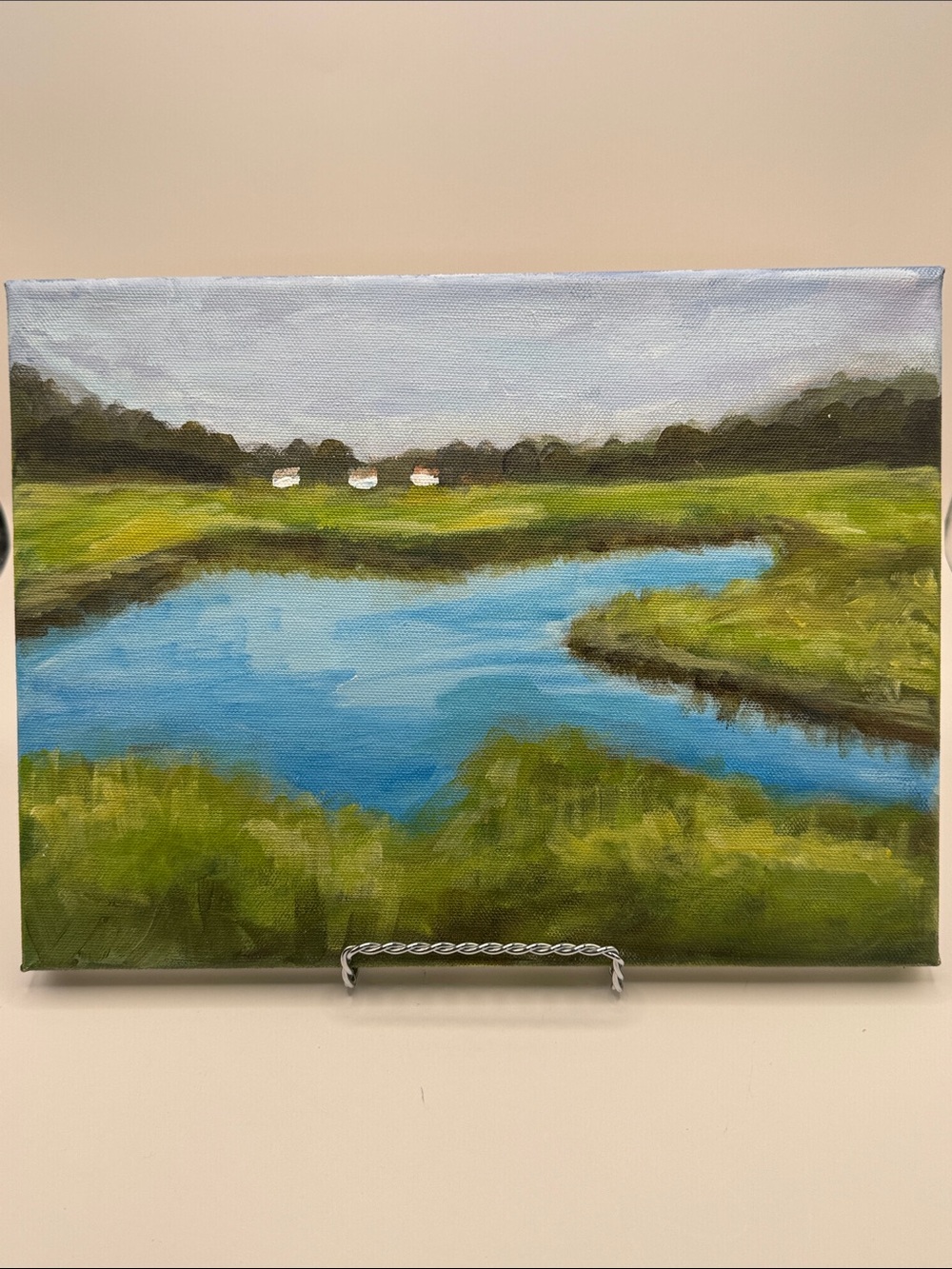 Original Marsh Landscape Painting 12x9 Acrylic on Canvas | Coastal Landscape